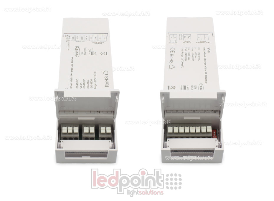 4-in-1 Monochromatic Dimmer Receiver with Push Dim, DALI, 0/1-10V + Triac 1CH*20A 12/48V