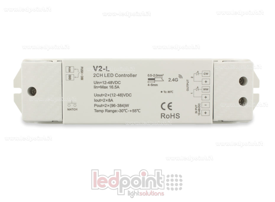 CCT Kontroller 12-48V, 2ch*8A, RF 2.4G