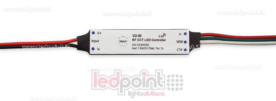 Mini Dimmerempfänger, für Profilmontage, CCT, 12/24V, 2ch 1,5A/CH, RF 2.4G Mini Dimmerempfänger, für Profilmontage, CCT, 12/24V, 2ch 1,5A/CH, RF 2.4G