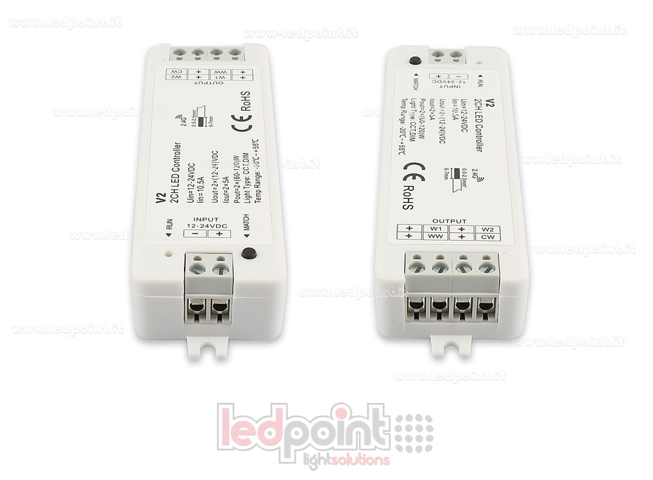 CCT Kontroller 12-24V, 2ch*5A, RF 2.4G CCT Kontroller 12-24V, 2ch*5A, RF 2.4G