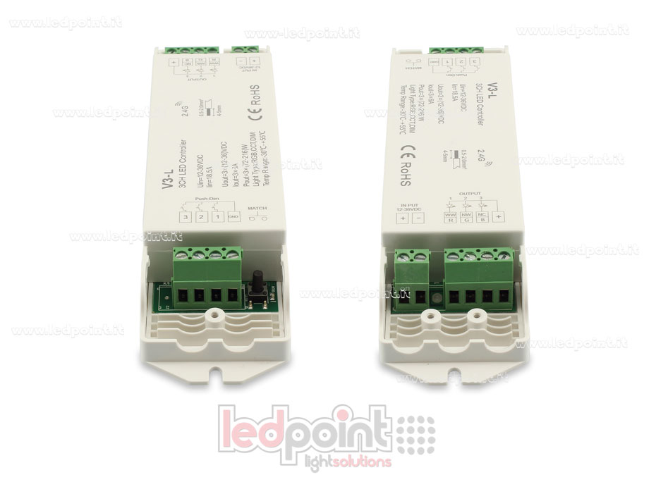 RGB controller 12-36V, 3ch*6A, RF 2.4G, push dim RGB controller 12-36V, 3ch*6A, RF 2.4G, push dim