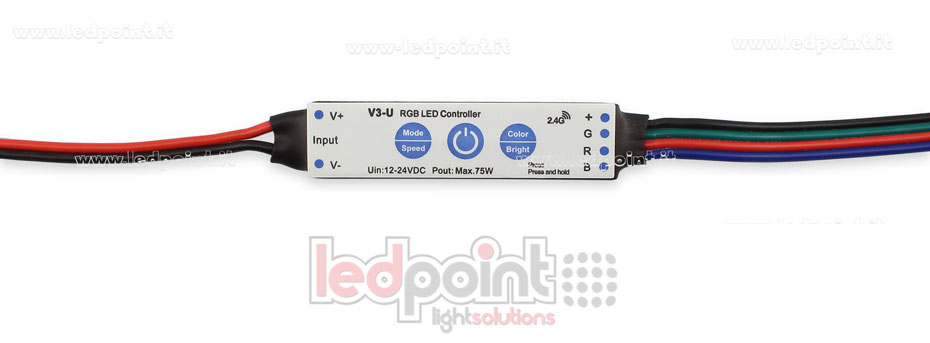 Ricevitore controller mini RGB 12/24V, 3ch 75W SK-V3-U