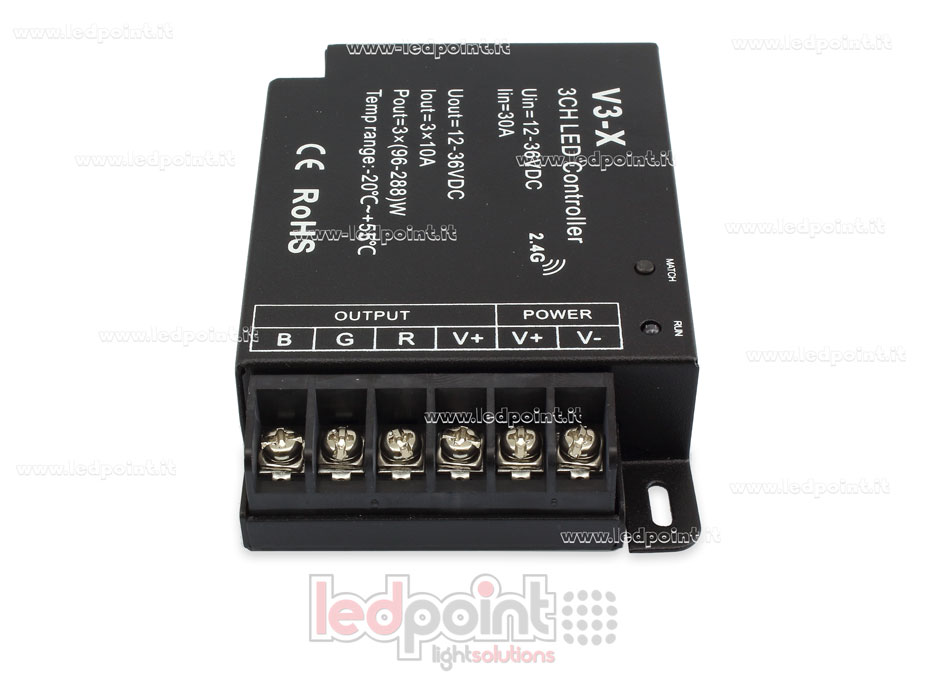 Ricevitore controller RGB 12-36V, 3ch*10A, RF 2.4G Ricevitore controller RGB 12-36V, 3ch*10A, RF 2.4G