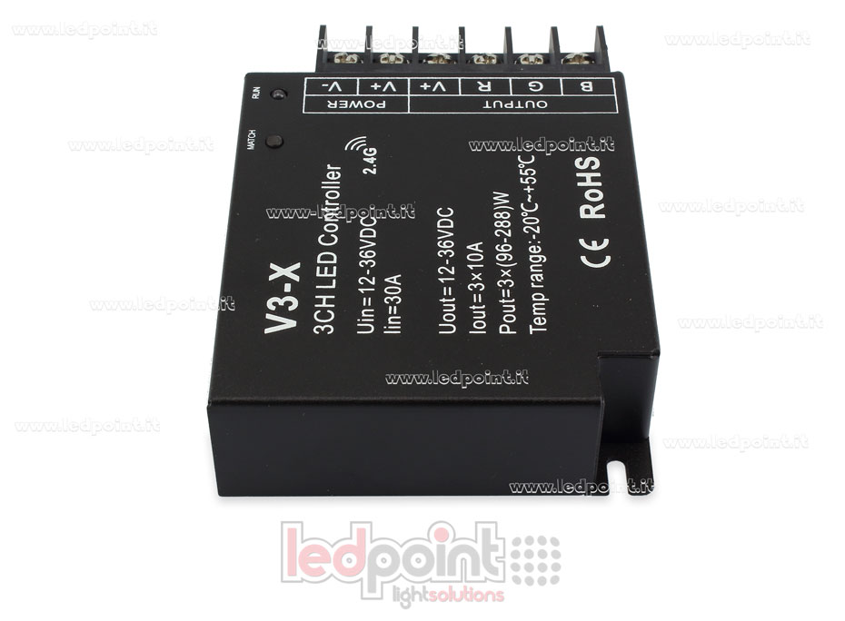 Ricevitore controller RGB 12-36V, 3ch*10A, RF 2.4G Ricevitore controller RGB 12-36V, 3ch*10A, RF 2.4G