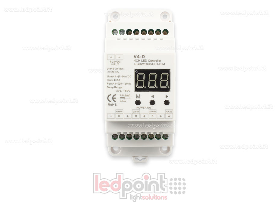Empfangsgerät Kontroller RGBW 12/24V, 4ch*5A, RF 2.4G for DIN bar