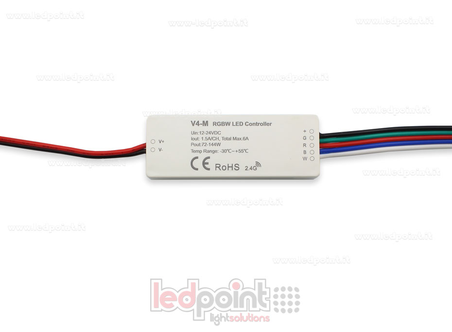 Mini RGBW dimmer receiver 12/24V, 4ch*1,5A, RF 2.4GHz Mini RGBW dimmer receiver 12/24V, 4ch*1,5A, RF 2.4GHz