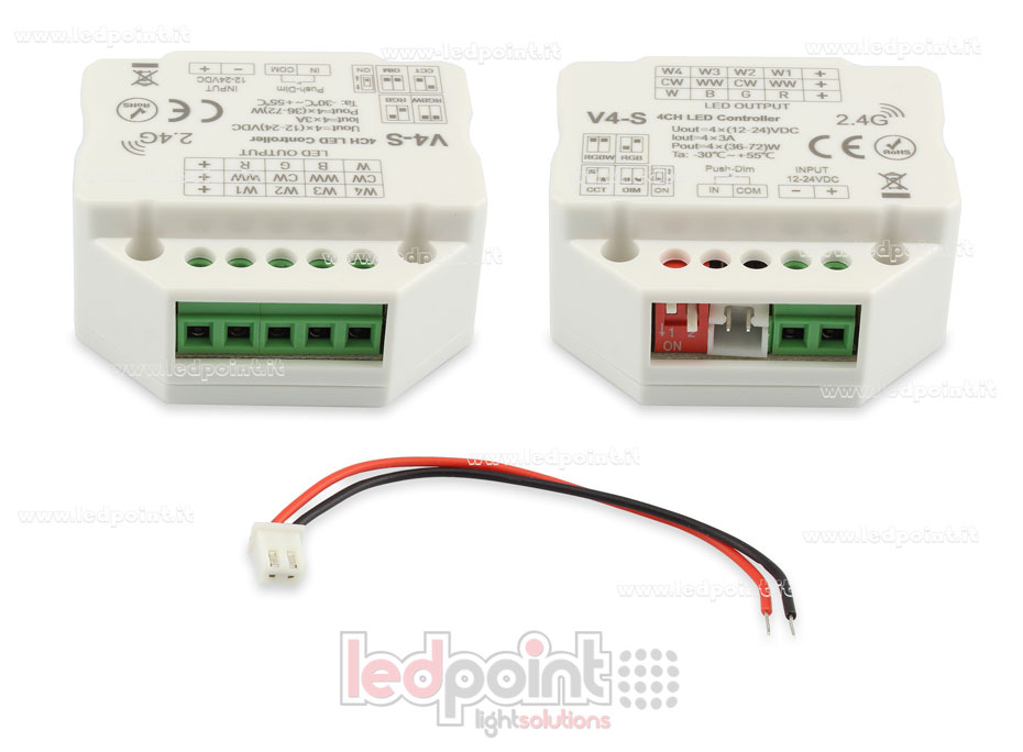 Push button/Triac RGBW controller 12/24V, 4ch*3A, RF 2.4G, wall junction box mounting Push button/Triac RGBW controller 12/24V, 4ch*3A, RF 2.4G, wall junction box mounting