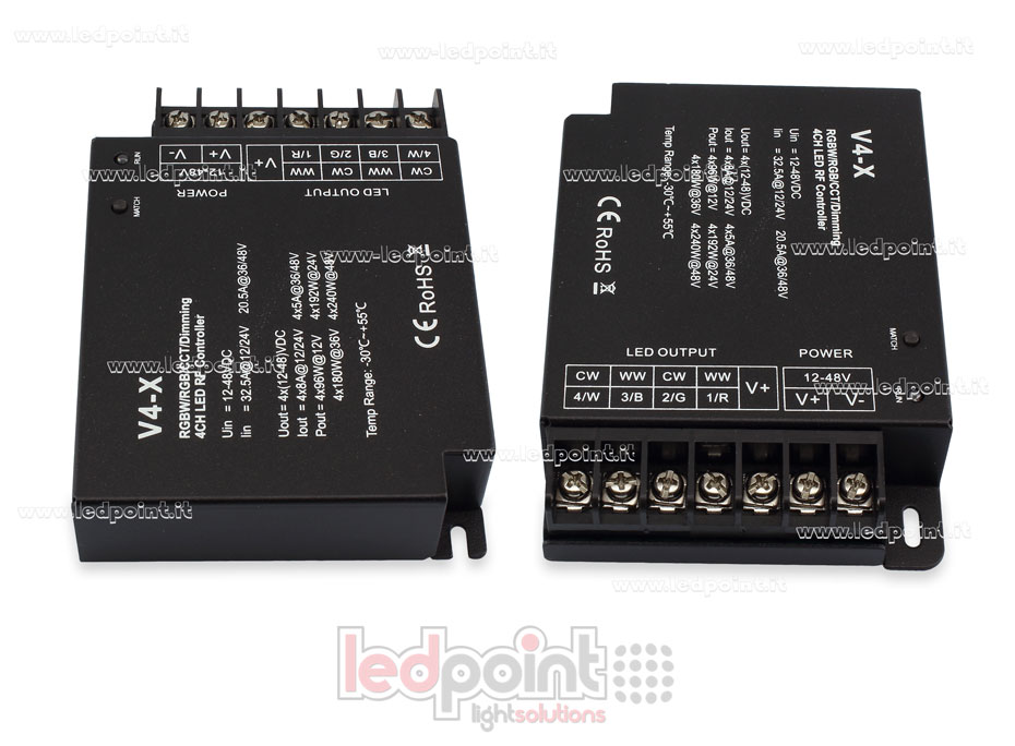 RGBW Kontroller 12/24V, 4ch*8A; 36/48V, 4ch*5A RF 2.4G
