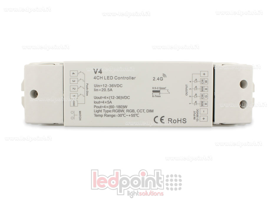 RGBW controller 12/48V, 4ch*5A, RF 2.4G RGBW controller 12/48V, 4ch*5A, RF 2.4G