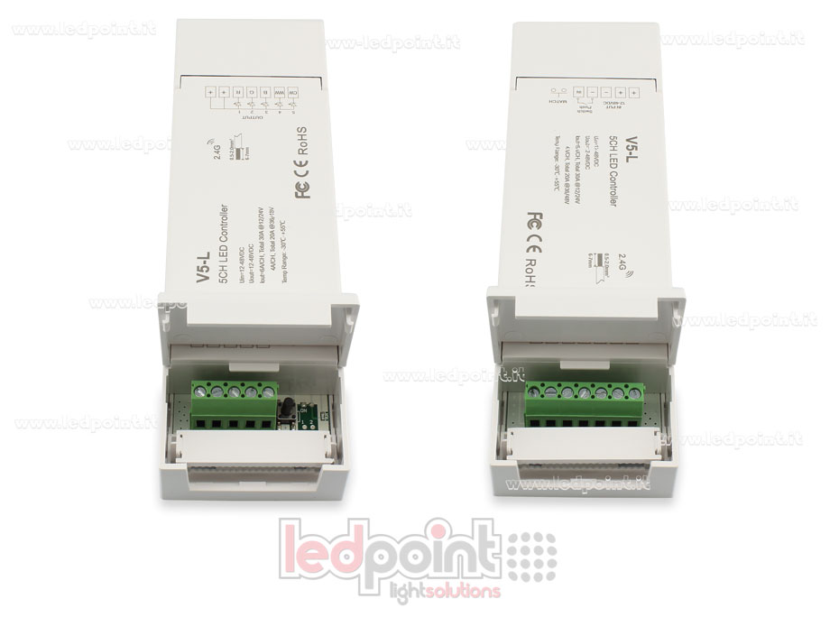 Ricevitore controller RGB+CCT 12/24V, 5ch*6A oppure 36/48V, 5ch*4A, RF 2.4G Ricevitore controller RGB+CCT 12/24V, 5ch*6A oppure 36/48V, 5ch*4A, RF 2.4G