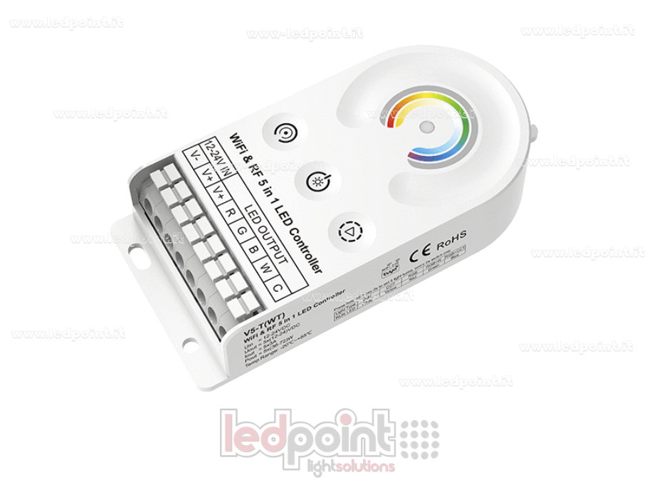Controller led RF WIFI, 12-24VDC, 5CH*3A 5*(36-72)W, touch button + RF 2.4GHz+ Wifi