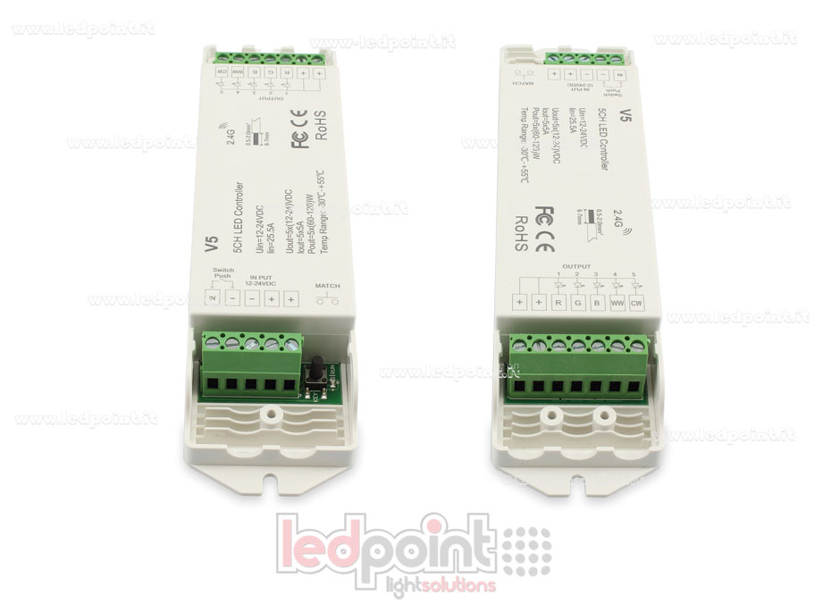 RGB+CCT controller 5/24V, 5ch*4A, RF 2.4G RGB+CCT controller 5/24V, 5ch*4A, RF 2.4G