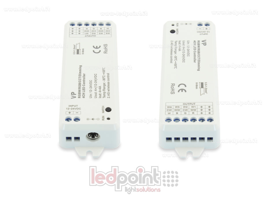 RGBW controller 12/24V, 4ch*4A, Max 16A, RF 2.4G RGBW controller 12/24V, 4ch*4A, Max 16A, RF 2.4G