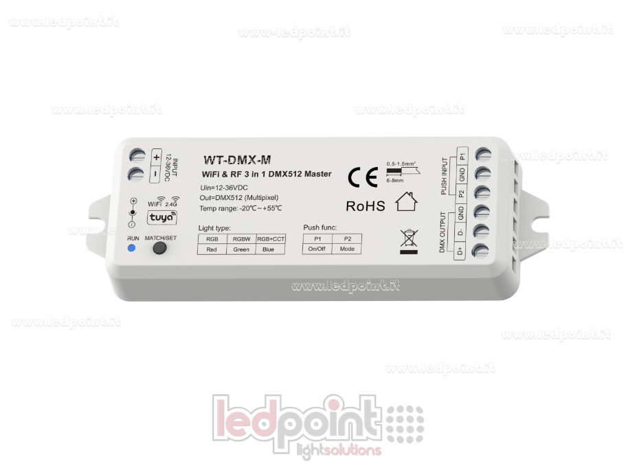 Master Wi-Fi e RF 2.4Ghz 3 in 1 DMX512 12-36V Master Wi-Fi e RF 2.4Ghz 3 in 1 DMX512 12-36V