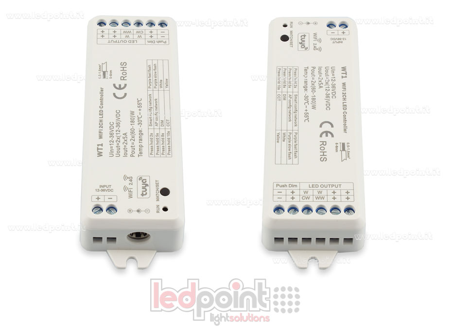 Controller Wi-Fi e RF 2.4G, CCT e monocromatico + push dim