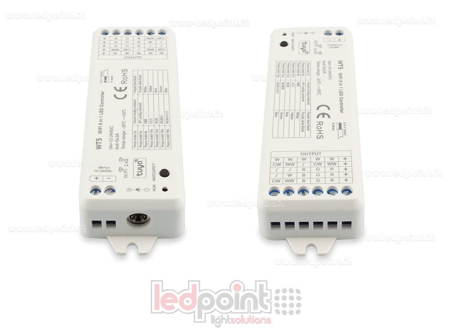 Wi-Fi und RF 2.4G, RGB+CCT, RGBW, RGB, CCT und Einzelfarbsteuerung Wi-Fi und RF 2.4G, RGB+CCT, RGBW, RGB, CCT und Einzelfarbsteuerung