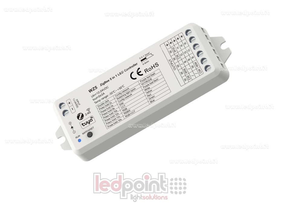 ZigBee and RF 2.4G controller, RGB+CCT, RGBW, RGB, CCT and monochrome ZigBee and RF 2.4G controller, RGB+CCT, RGBW, RGB, CCT and monochrome