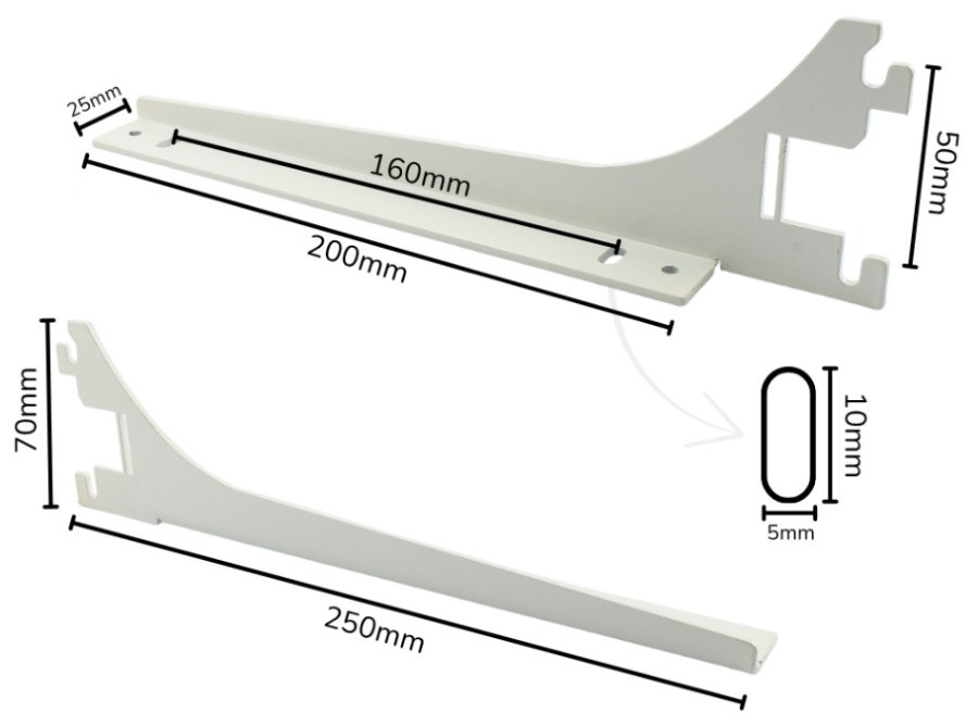 Pair of white shelf arms Pair of white shelf arms