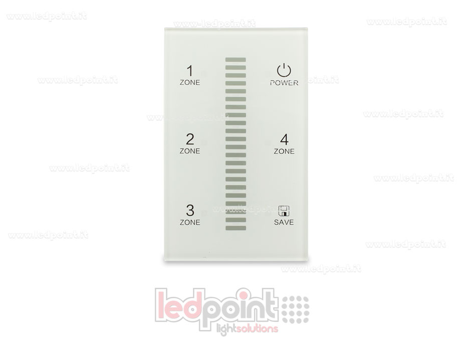 Wall touch monochromatic remote 4 zones 1 scene RF 2,4 GHz (100-277V AC) for ZigBee technology