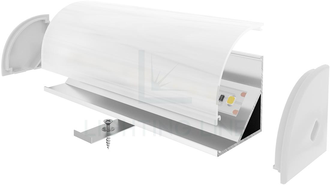 Profilo in Alluminio Piatto Doppio per Strisce LED - Copertura PIATTA