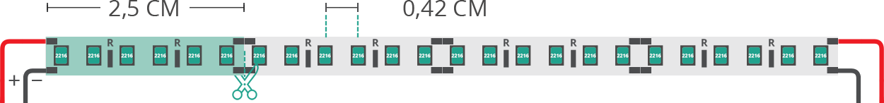 LED strip’s technical drawing 2216 24V IP20 3900-4250K 240led/m LED strip’s technical drawing 2216 24V IP20 3900-4250K 240led/m