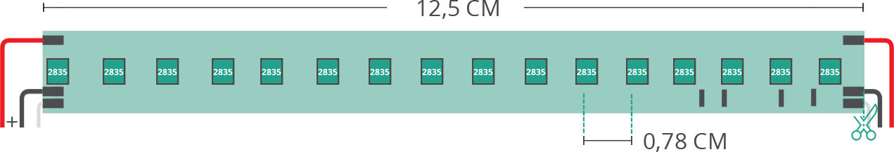 LED strip’s technical drawing 2835 48V IP20 3000K 3step 128led/m LED strip’s technical drawing 2835 48V IP20 3000K 3step 128led/m
