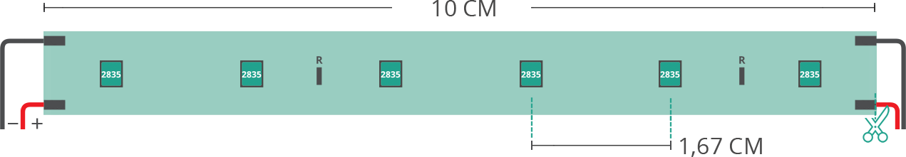 LED strip’s technical drawing 2835 24V IP20 3900-4200K 60led/m
