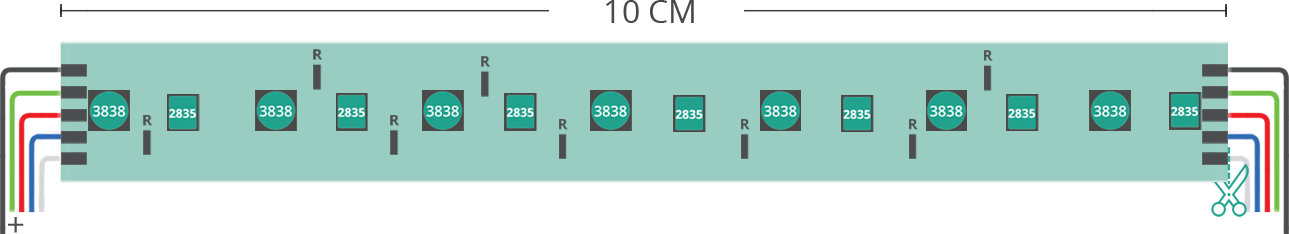 LED strip’s technical drawing 3838+2835 24V IP67 3000K 70led/m LED strip’s technical drawing 3838+2835 24V IP67 3000K 70led/m