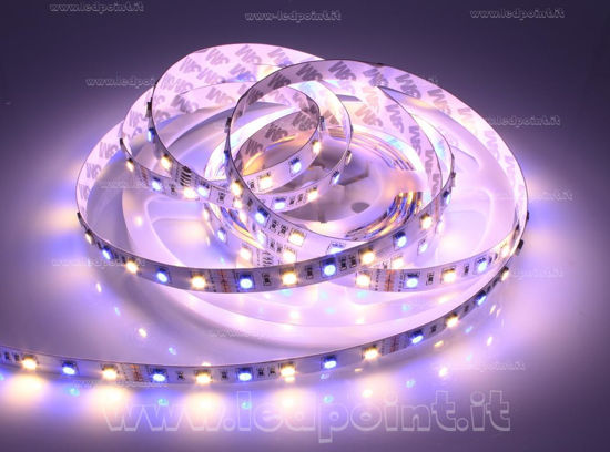 Immagine di Striscia led 5m RGB + bianco caldo 2600K 5050 300 led (60led/m) Honglitronic