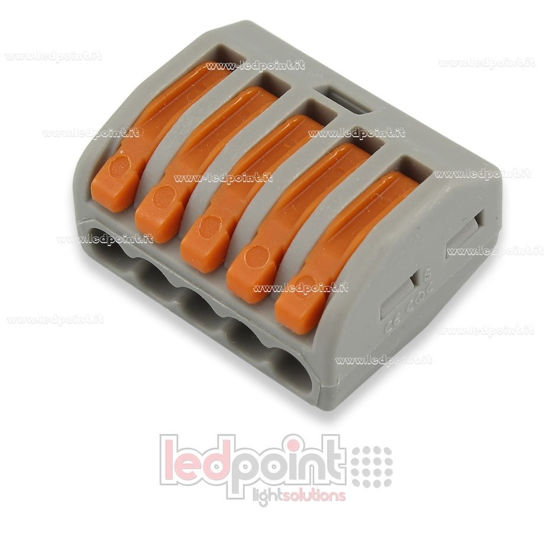 Bild von Schnellsteckverbinder 5 Drähte mit Hebeln für Kabel 22-12 AWG (0,2-3,3 mm2)