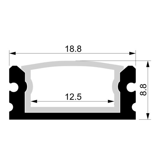 Picture of 9x19mm waterproof aluminium profile with aluminium core, 2 meters