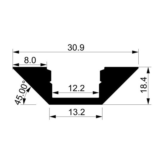 Picture of Corner aluminium profile with diffuser, 2 meters