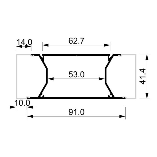 Picture of 92x42mm white painted aluminium profile for wall installation, 2 meters