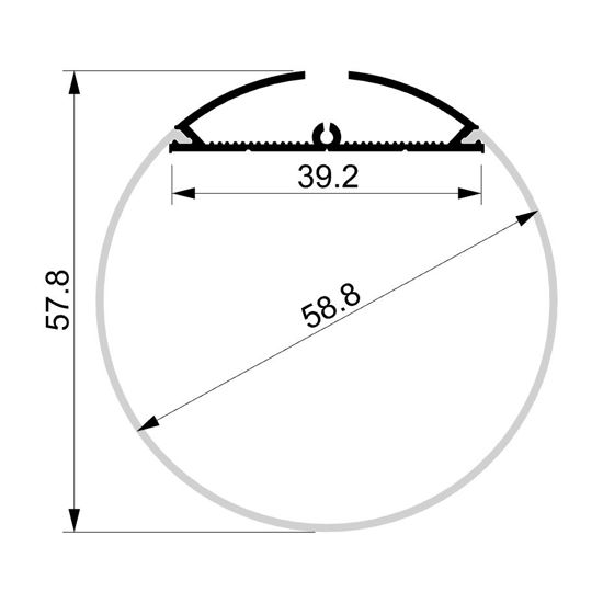 Immagine di Profilo in alluminio tondo diametro 58mm (2 strip), 2 metri