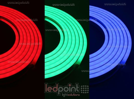 Picture of Led Neon Flex 11mm RGB 5050 24V 12W 60led/m IP67 5m, front power cables