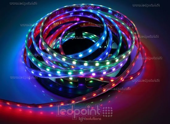 Immagine di Striscia led 5m Control RGB 5050 60led/m 12V 13W/m, IP65 tubo di silicone estruso bordi pieni interno vuoto