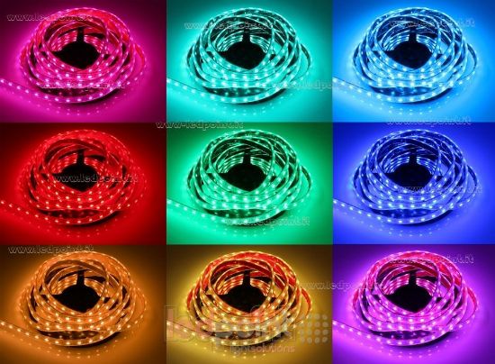 Immagine di Striscia led 5m RGB 5050 60led/m Honglitronic 12V 14,4W/m, IP65 tubo di silicone estruso bordi pieni interno vuoto