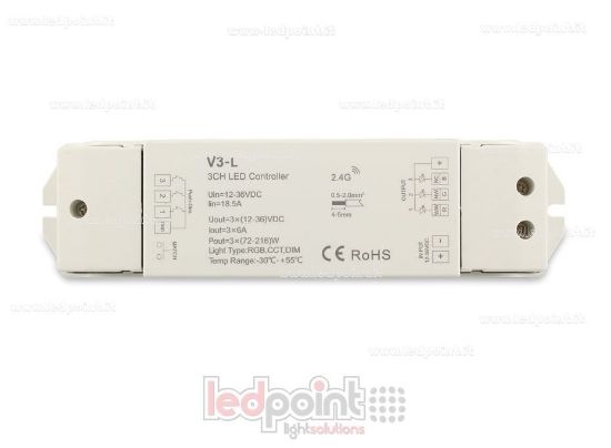 Picture of RGB controller 12-36V, 3ch*6A, RF 2.4G, push dim