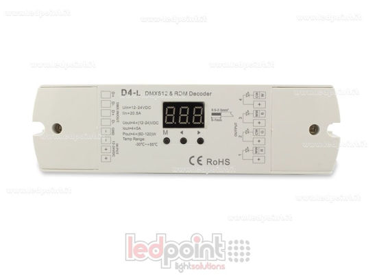 Picture of DMX 512 decoder, 4-channels 5A each, voltage 12-24V DC