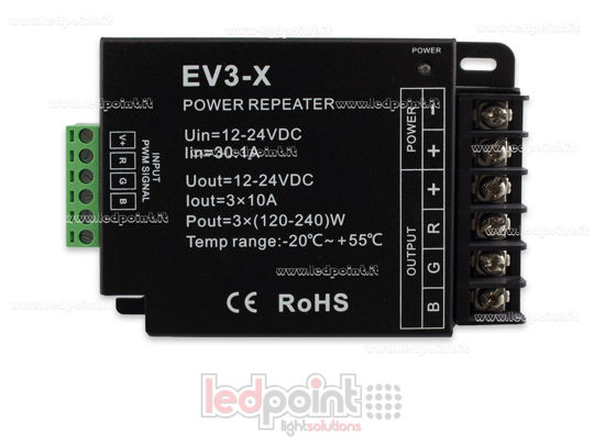 Immagine di Amplificatore RGB 30A (3 canali da 10A) 12-36V