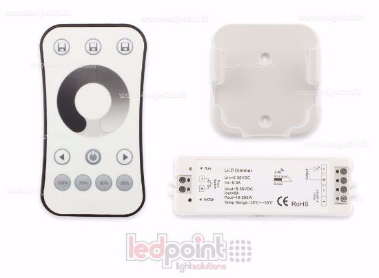 Immagine di Kit telecomando + controller monocromatico con pulsante 5/36V, 1ch*8A, RF 2.4G