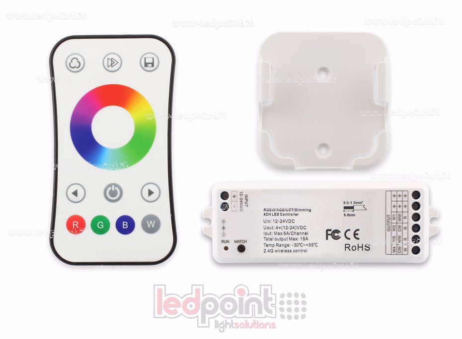 Ledpoint S.r.l. | Kit telecomando + controller RGBW 12/24V, 4ch*6A, Max ...