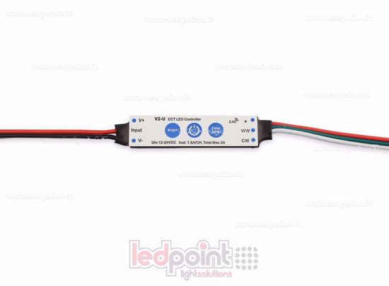Immagine di Ricevitore controller mini CCT , per installazione su profilo, 12-24V, 2ch 1.5A/CH con tasti e RF 2.4G