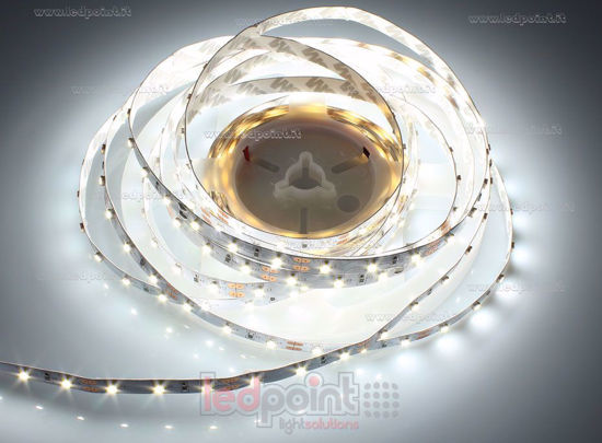 Immagine di Striscia led 5m bianco 4000-4500K 3528 60led/m 12V 4,8W/m biadesivo bianco