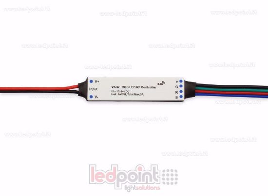 Picture of 12/24V, 3ch 1A/CH, RF 2.4G RGB mini dimmer receiver for installation inside aluminium profile