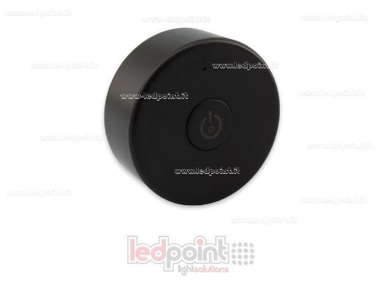 Immagine di Telecomando portatile monocromatico, nero, RF 2.4G, con magnete sul retro e fori per fissaggio a parete
