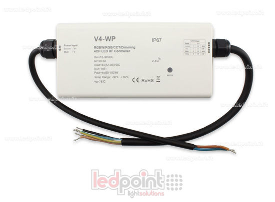 Bild von RGBW Kontroller IP67 waterproof 12/36V, 4ch*5A, RF 2.4G