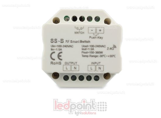 Picture of Single-colour 100-240VAC on/off non-dimmable 1.5A, push switch, RF 2.4G controller for wall power socket