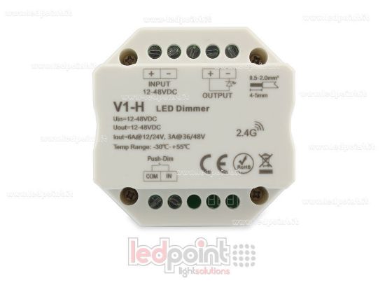 Immagine di Ricevitore dimmer per scatola di derivazione a parete, monocromatico con pulsante 1CH*4A/8A 12-48VDC, RF 2.4G