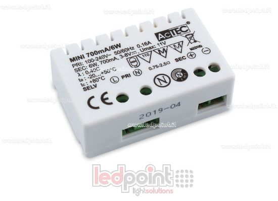 Immagine di Alimentatore Serie Mini 6W 700mA AcTEC